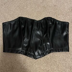 SHEIN Black Faux Leather Bustier